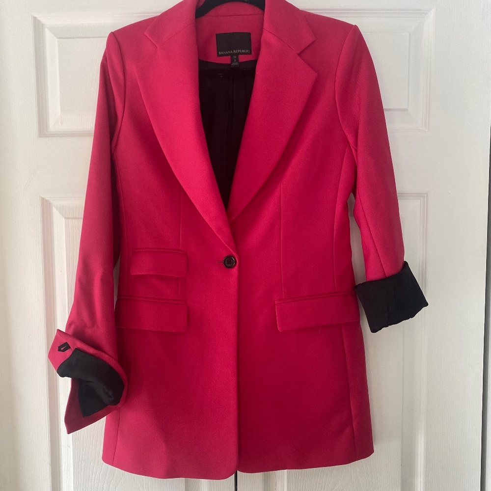 Banana republic tall pink wool blazer size 2